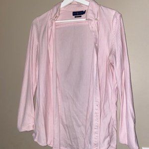 Button -up Pink and White stripped blouse